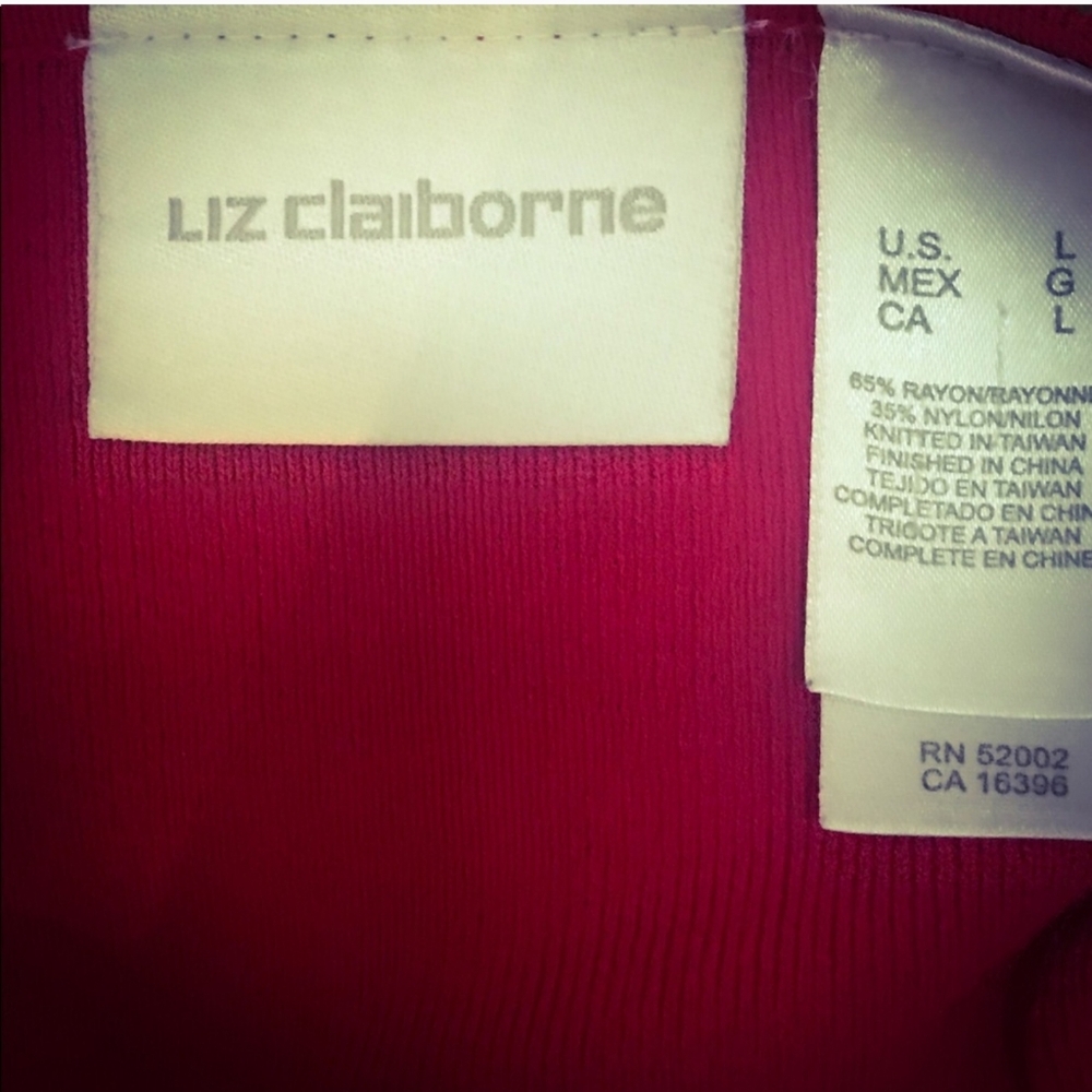 Liz Claiborne Red Long Sleeve Sweater Front Zipper Size L - Picture 3 of 4